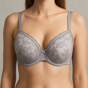 Cacique 42DD Gray Lace Full Coverage Underwire Bra